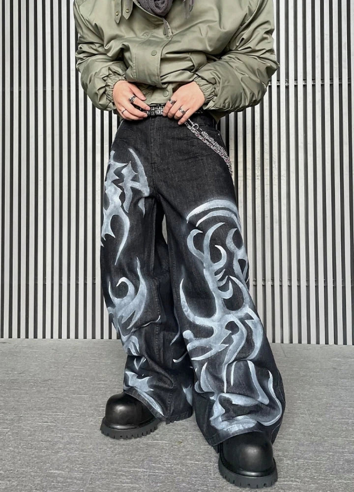DARK FOG★Flame-dyed loose-fitting wide-leg trousers DF38 DARKFOG – HI-LANDER