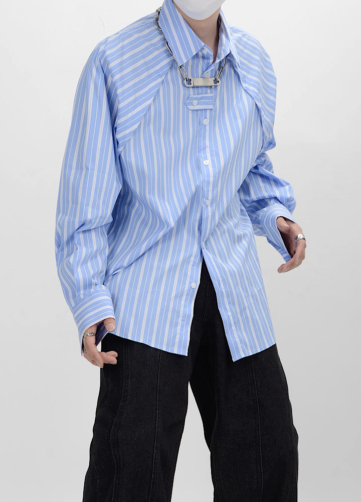 [LUCE GARMENT]Up chain energy border line shirt LG0042