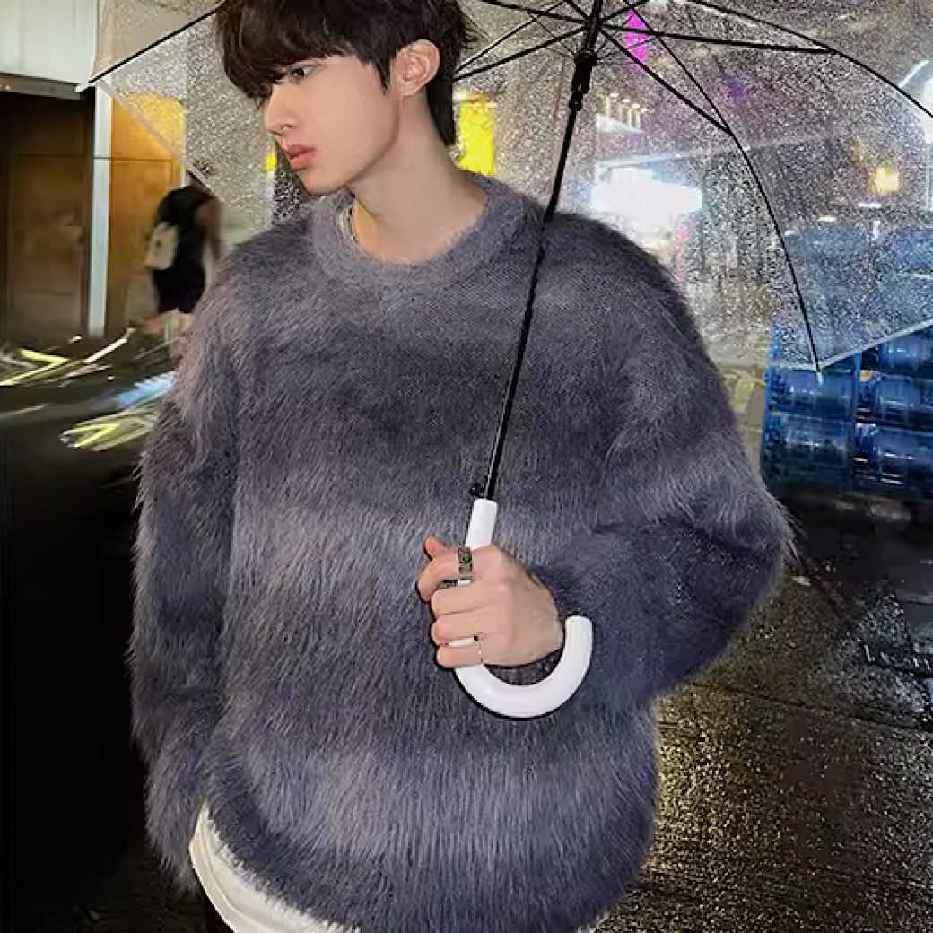Jmhomme] Gradient color mohair design loose silhouette knit 