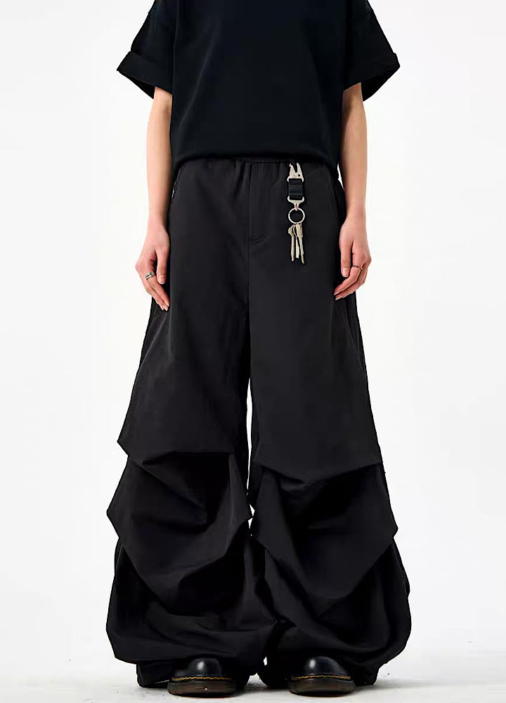 Wide-tuck silhouette black over-nylon pants HL3205 – HI-LANDER