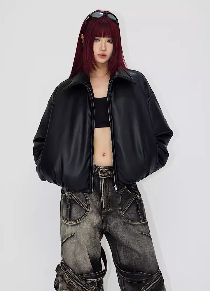 People Style] Glossy graphic material movement leather