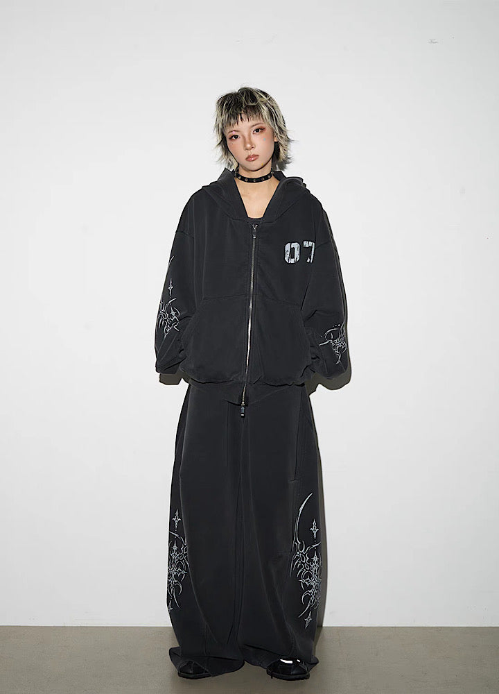 高評価アイテム MICHINNYON】Dirty Number Flame Design Washed Sweat Setup ネイルチップ・付け爪