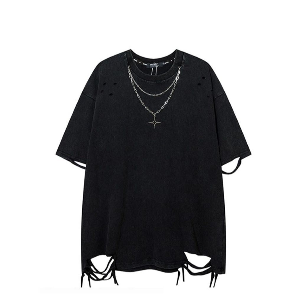 VEG Dream】Vintage necklace loose short-sleeved T-shirt