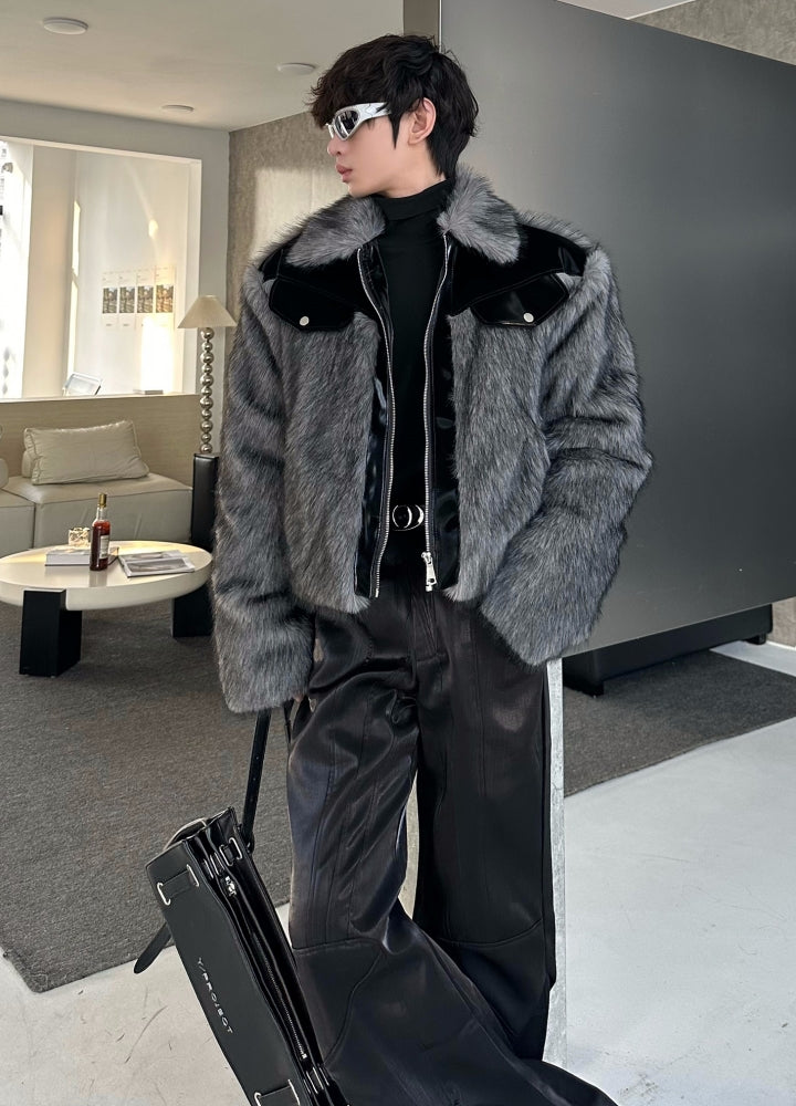 MARTHENAUT】Gimmick fur design short silhouette wide jacket MH0059 