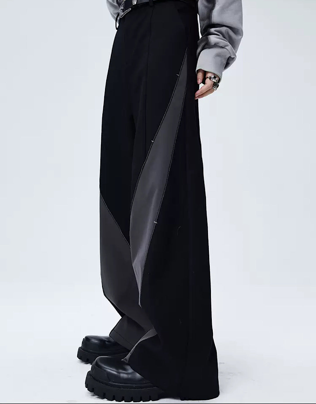 【0-CROWORLD】High Waist Wideloaded Pants CR0014