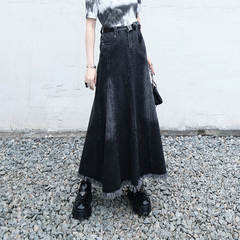 Velvet black shop denim skirt