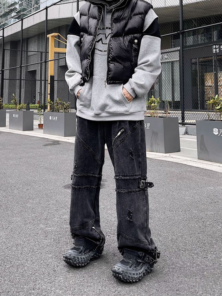 Blacklists】Belt design wide leg loose jeans BL0014 – HI-LANDER
