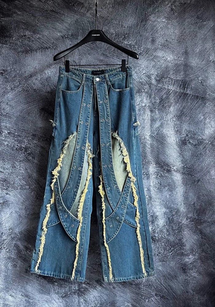 【DARKFOG】Hellside delicate silhouette design washed damaged denim pants  DF0039