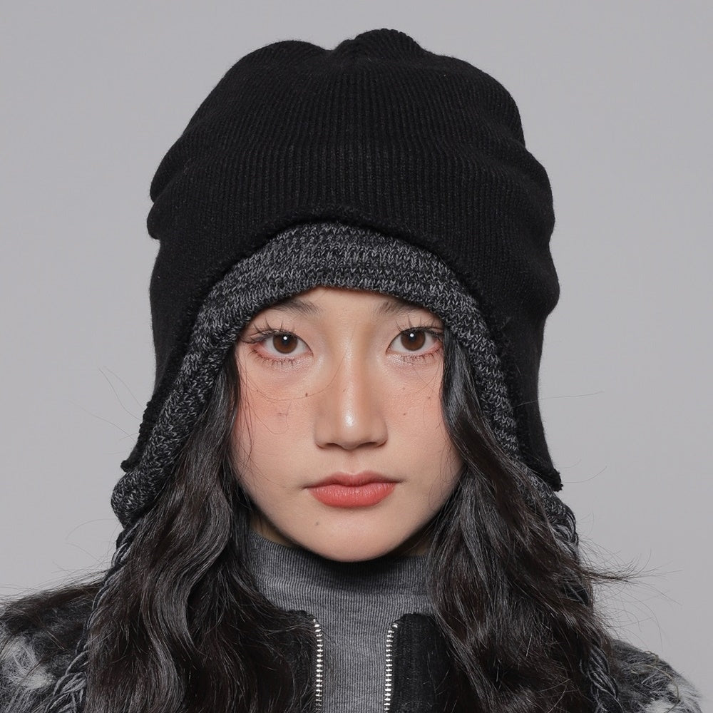 【WORLD WIDE】Double gimmick ribbon design wide beanie  WI0001