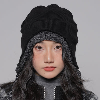 【WORLD WIDE】Double gimmick ribbon design wide beanie  WI0001