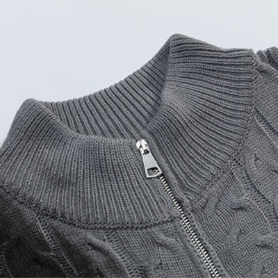 【NIUGULU】Gimmick Washed High Neck Silhouette Zip Knit Sweater  NG0042