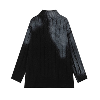 【NIUGULU】Gimmick Washed High Neck Silhouette Zip Knit Sweater  NG0042