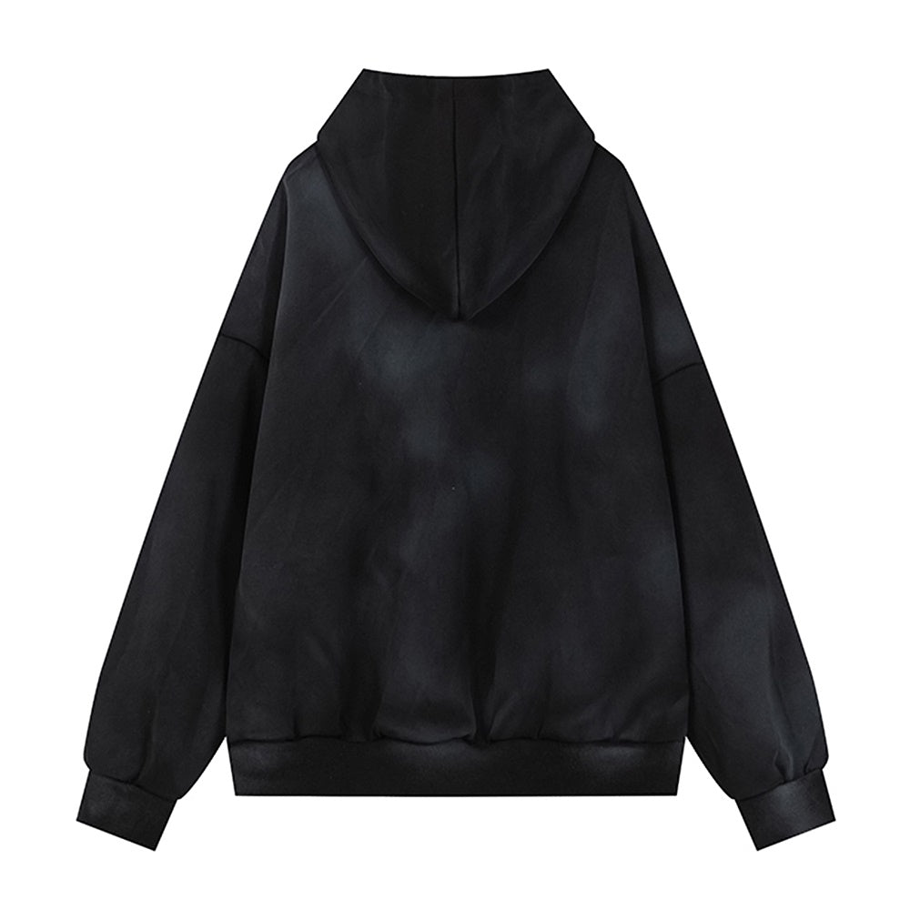 【NIUGULU】Subculture Initial Design Wash Style Full Zip Hoodie  NG0044