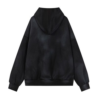 【NIUGULU】Subculture Initial Design Wash Style Full Zip Hoodie  NG0044