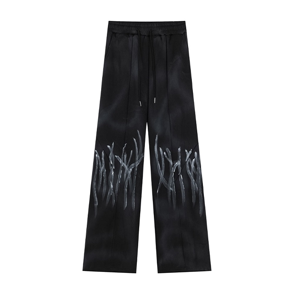 【NIUGULU】Subculture Initial Design Wash Style Sweatpants  NG0045