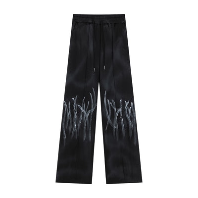 【NIUGULU】Subculture Initial Design Wash Style Sweatpants  NG0045