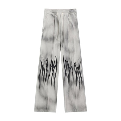 【NIUGULU】Subculture Initial Design Wash Style Sweatpants  NG0045