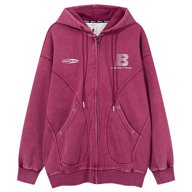 【ROMECL】Special line design mid-wash full zip hoodie  RM0011