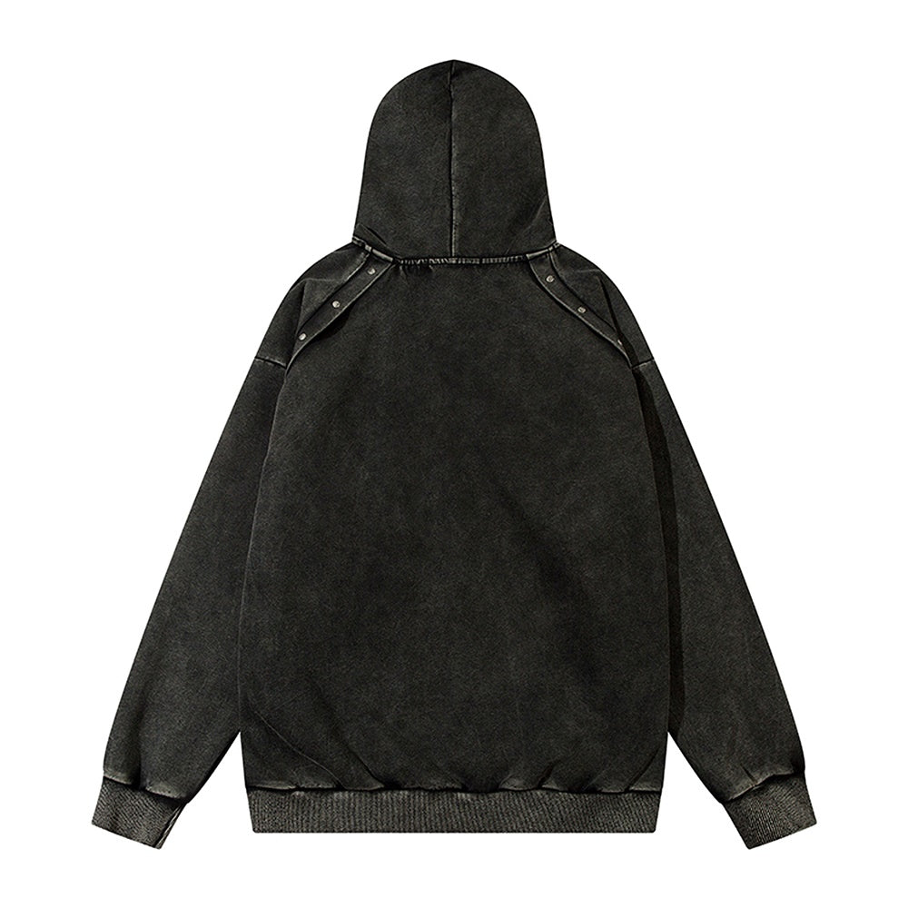 【ROMECL】Front initial design dark hoodie  RM0008