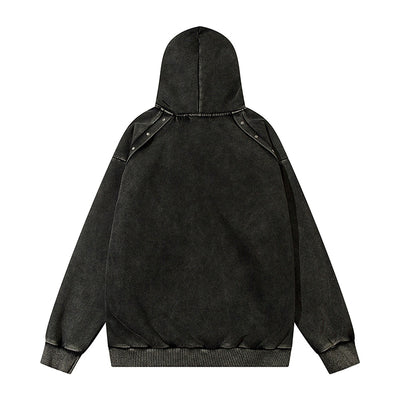 【ROMECL】Front initial design dark hoodie  RM0008