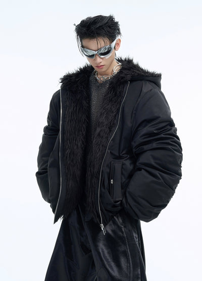 【Culture E】Thick silhouette down style fur hoodie style jacket  CE0169