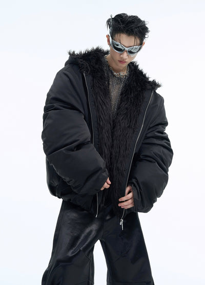 【Culture E】Thick silhouette down style fur hoodie style jacket  CE0169