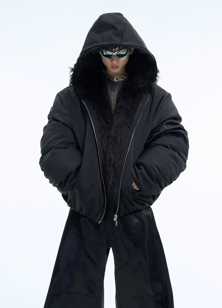 【Culture E】Thick silhouette down style fur hoodie style jacket  CE0169