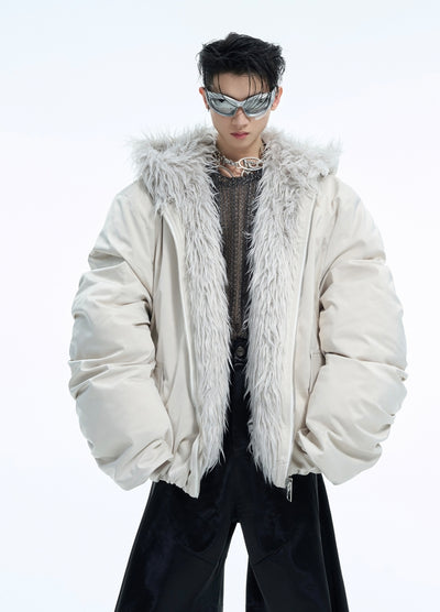 【Culture E】Thick silhouette down style fur hoodie style jacket  CE0169