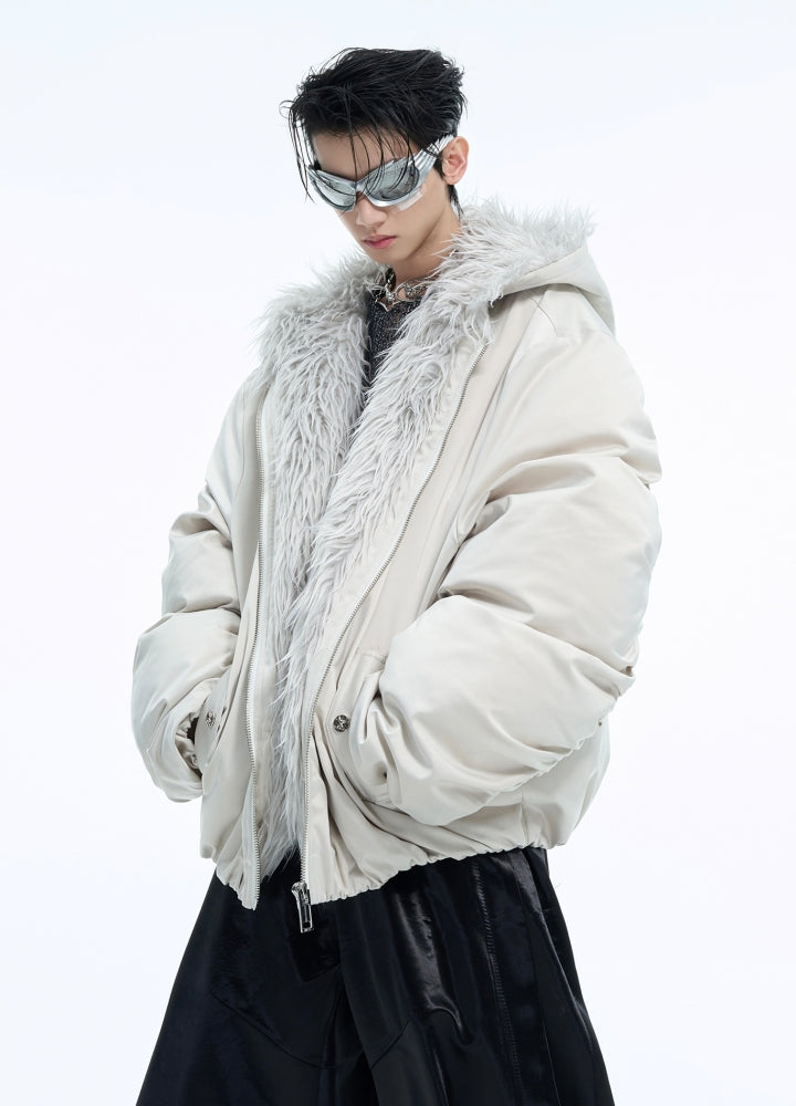 【Culture E】Thick silhouette down style fur hoodie style jacket  CE0169