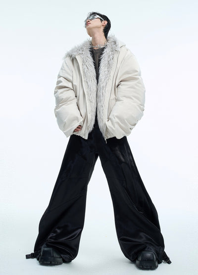 【Culture E】Thick silhouette down style fur hoodie style jacket  CE0169