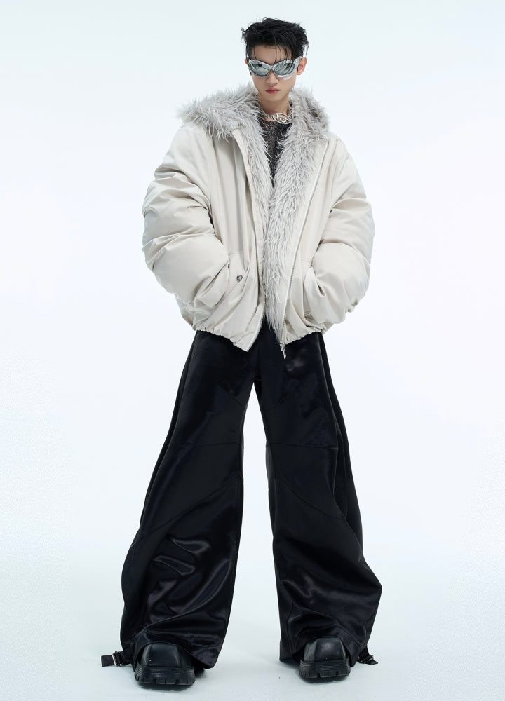 【Culture E】Thick silhouette down style fur hoodie style jacket  CE0169