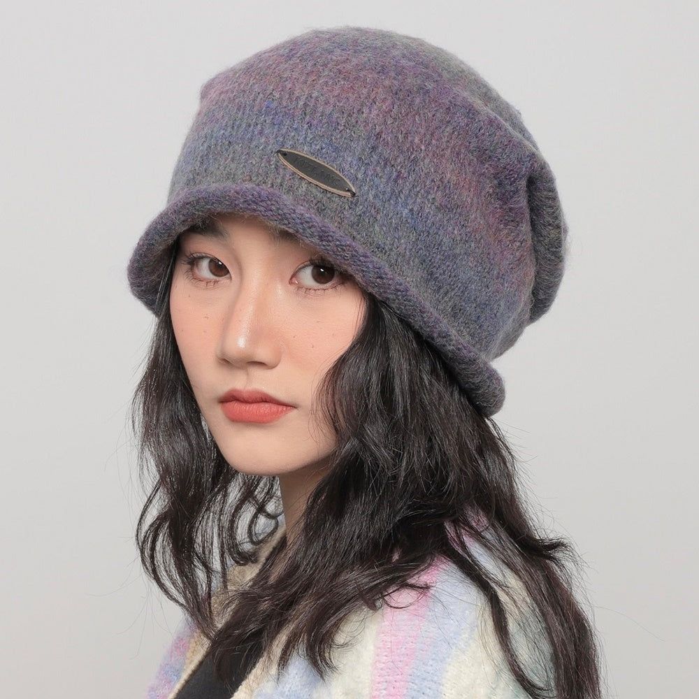 【WORLD WIDE】Mid-length slash damage gradient beanie  WI0002