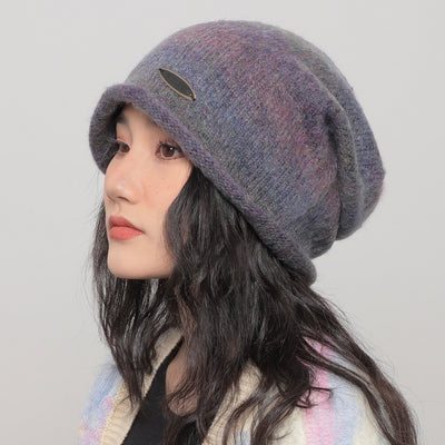 【WORLD WIDE】Mid-length slash damage gradient beanie  WI0002