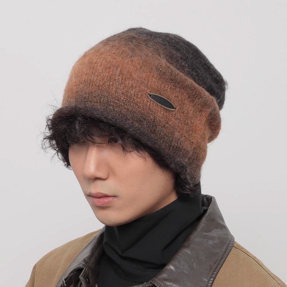 【WORLD WIDE】Mid-length slash damage gradient beanie  WI0002