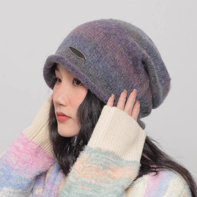 【WORLD WIDE】Mid-length slash damage gradient beanie  WI0002