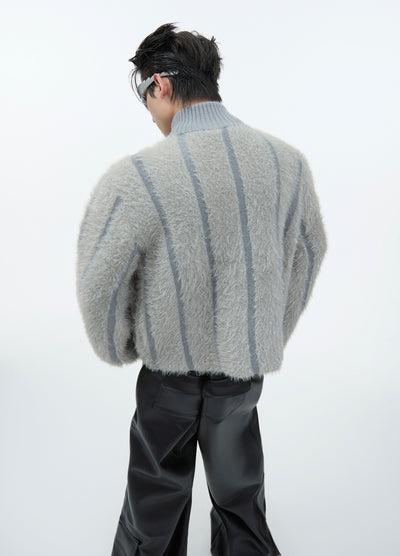 【Culture E】Knit fabric double zip short silhouette jacket  CE0175