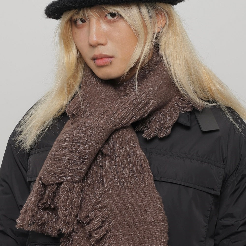 【WORLD WIDE】Fur braid design grunge style muffler  WI0003