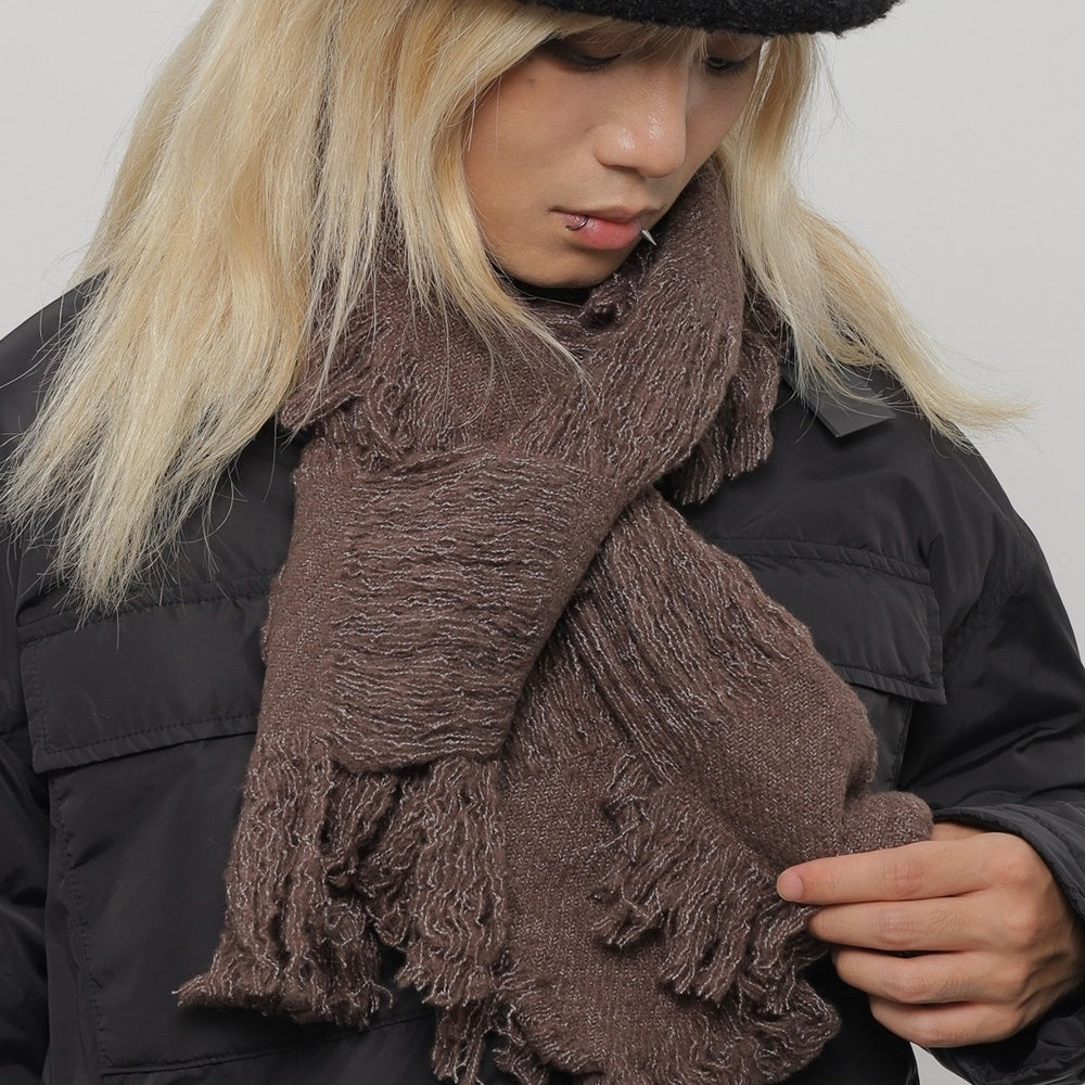 【WORLD WIDE】Fur braid design grunge style muffler  WI0003