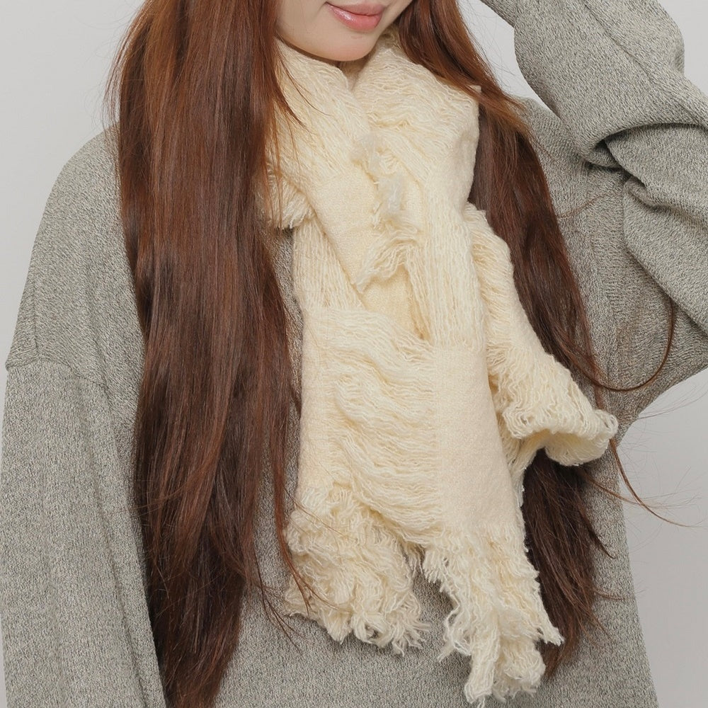 【WORLD WIDE】Fur braid design grunge style muffler  WI0003