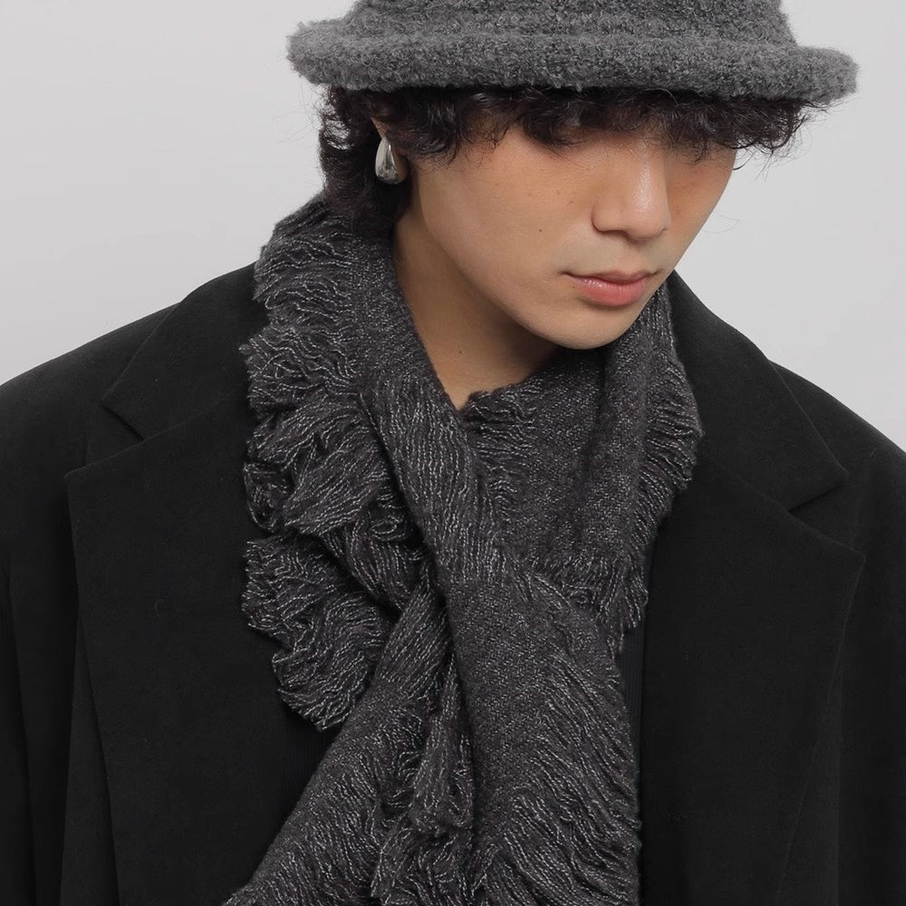 【WORLD WIDE】Fur braid design grunge style muffler  WI0003