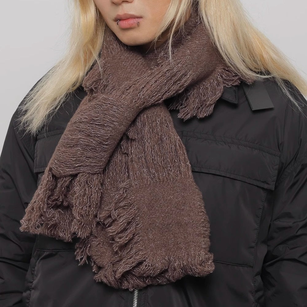 【WORLD WIDE】Fur braid design grunge style muffler  WI0003