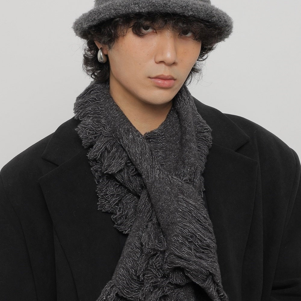 【WORLD WIDE】Fur braid design grunge style muffler  WI0003