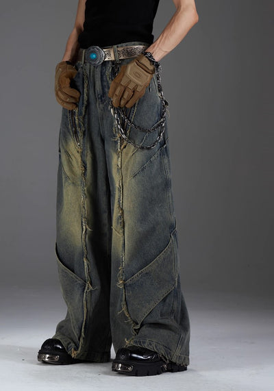 【NOMANIAI 】Grunge street style wash design denim pants  NA0001