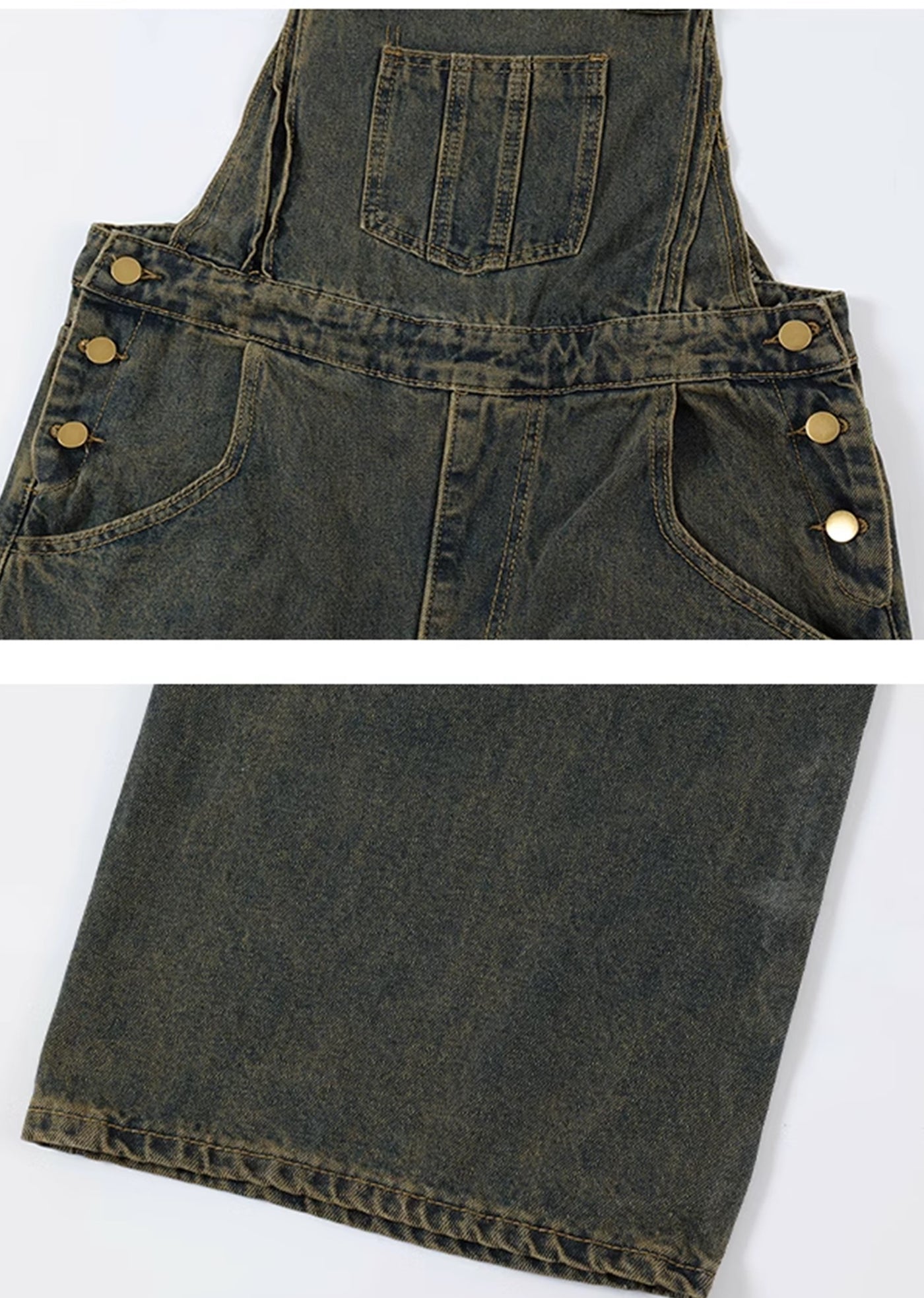 【VINMUK】Vintage dull blue wide denim overalls  VM0007