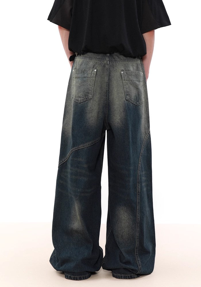 【MR nearly】Fully grunge washed patchwork denim pants  MR0125