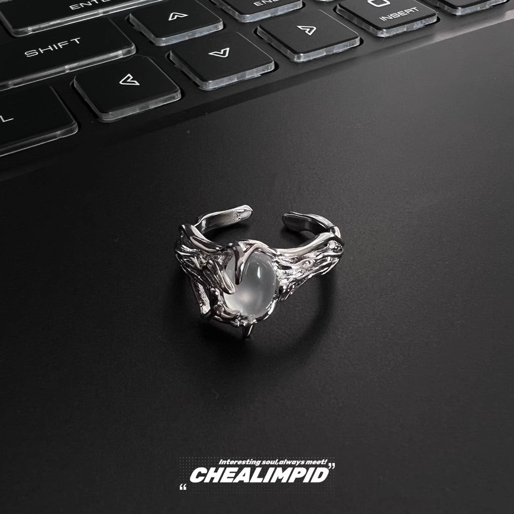 【CHEALIMPID】Front pearl design silver gimmick ring  CL0010