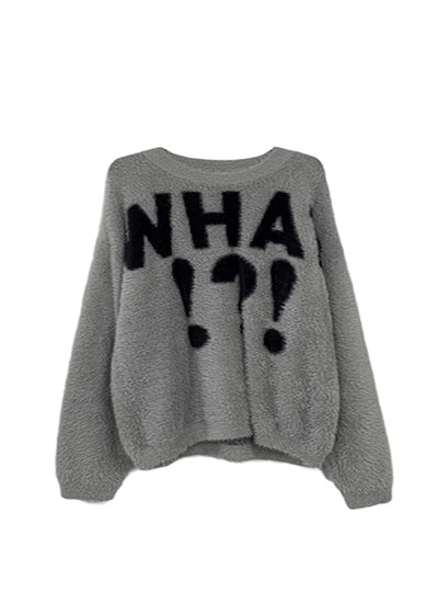 【9/9新作】Mysterious and mysterious front initial design pop color knit sweater  HL3086