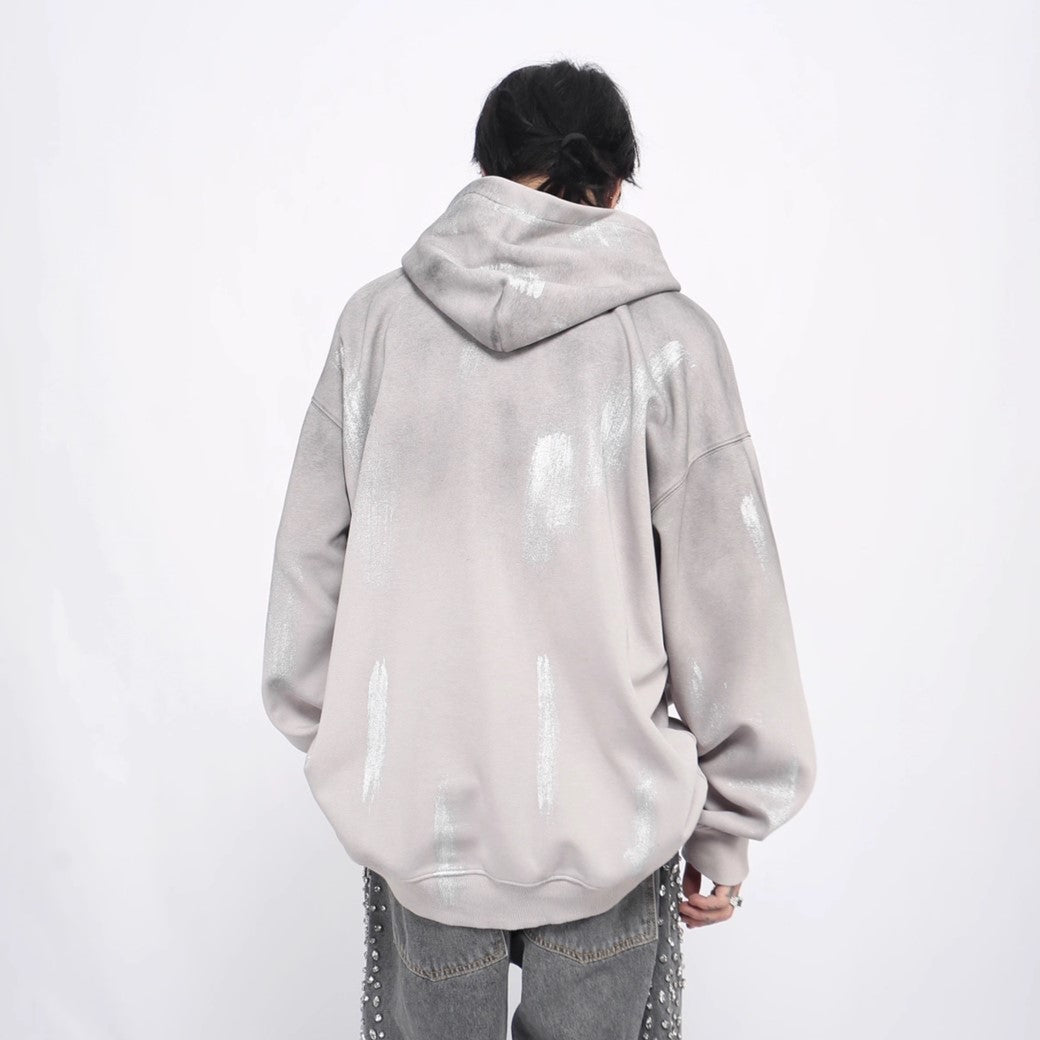 【Mz】Spyder unique design acid paint over wide hoodie  MZ0029