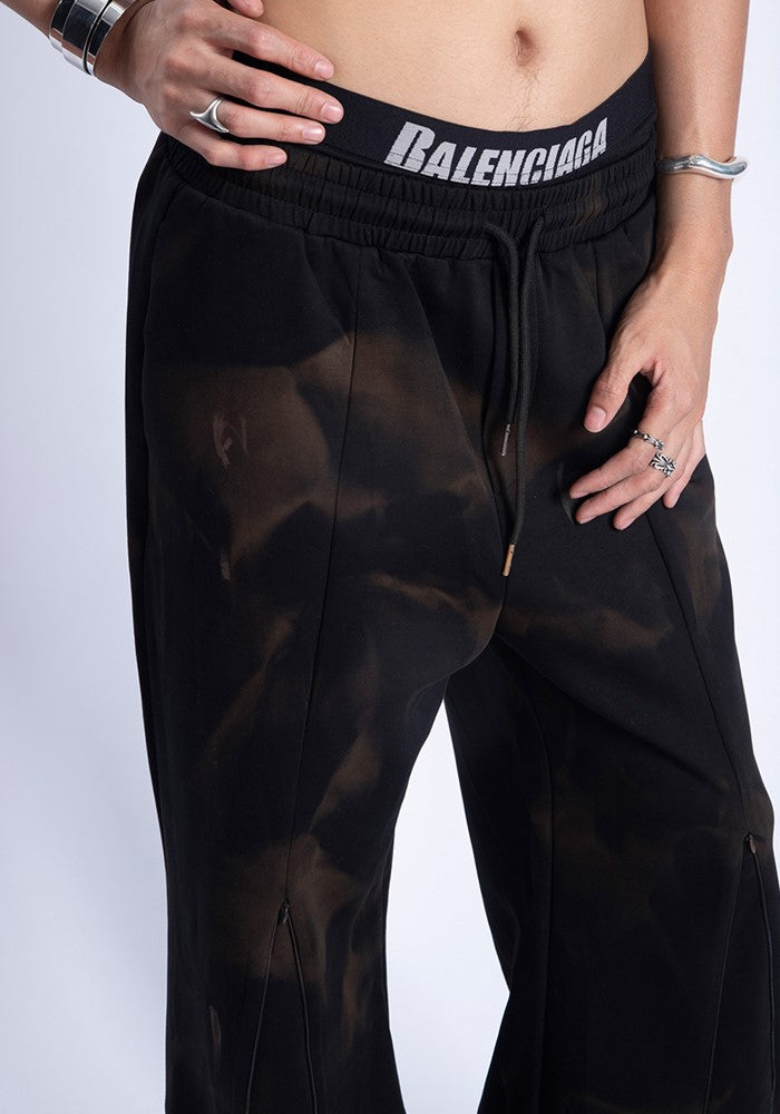 【PLAN1ONE】Mud-finished random style flare wide sweatpants  PL0045