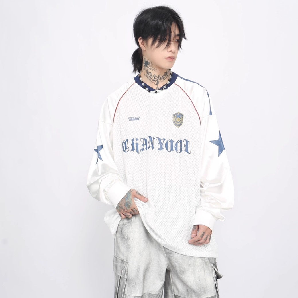 【Mz】Sporty casual star design long sleeve T-shirt  MZ0031